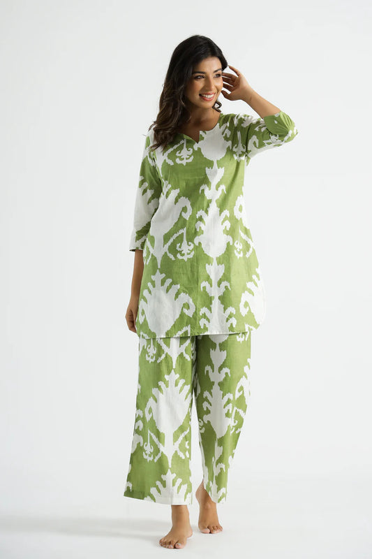 Green Organic Printed Pure Cotton Coord Set