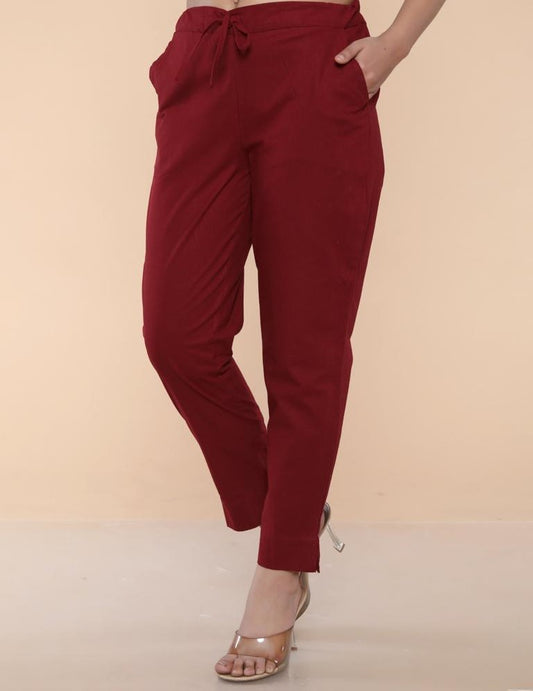 Maroon Cotton Pant