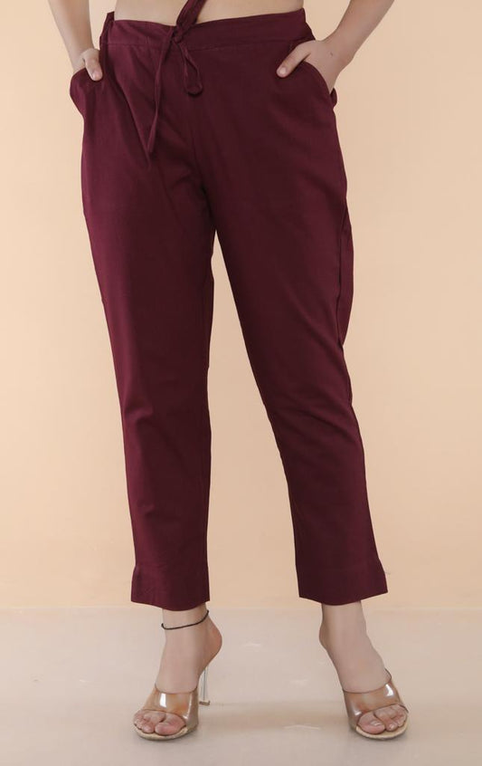 Wine Cotton Pant